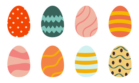 Set of Easter eggs. Vector illustration isolated on a white background.のイラスト素材