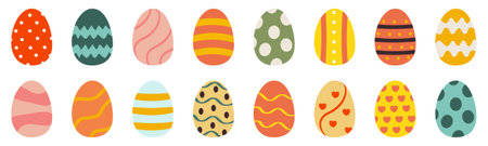 Easter eggs. Set of colorful Easter eggs. Vector illustration.のイラスト素材