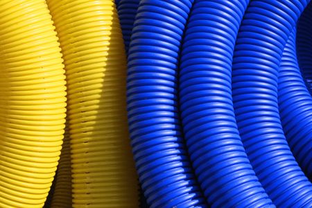Colorful plastic pipes abstract. Industrial object concept.の写真素材