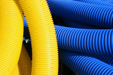 Colorful plastic pipes abstract. Industrial object concept.の写真素材