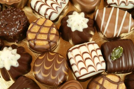 Chocolates selection. Delicious truffles and pralines. Assorted Swiss expensive sweets.