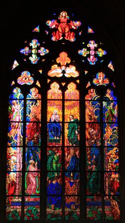 Pentecost (also called Whitsunday) depicted in St. Vitus Cathedral in Prague, Czech Republicのeditorial素材