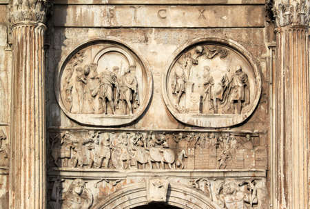 Triumphal arch - Arch of Constantine in Rome (Italy)の写真素材