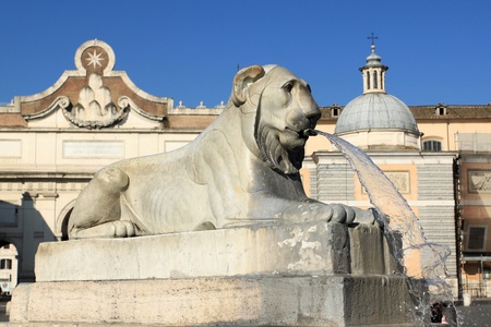 Fountain in Rome, Italy - Piazza del Popoloの写真素材