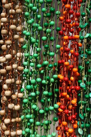 Beads necklace - decorative jewellery at a marketの写真素材