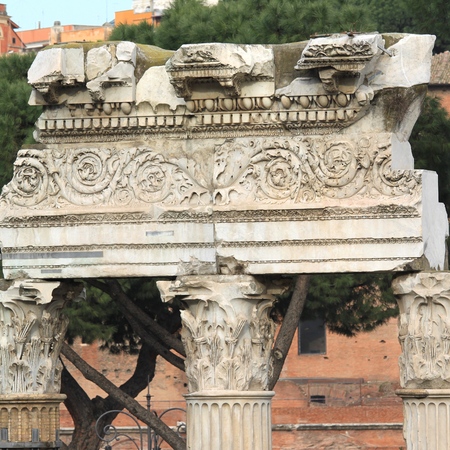 Rome, Italy - Forum of Caesar, part of ruined Temple of Venusの写真素材