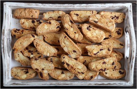 Cantuccini, original Italian crisp almond cookies - sweet foodの写真素材