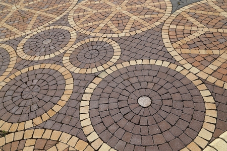 Sett blocks background texture. Tiled, colorful, decorative pavement.