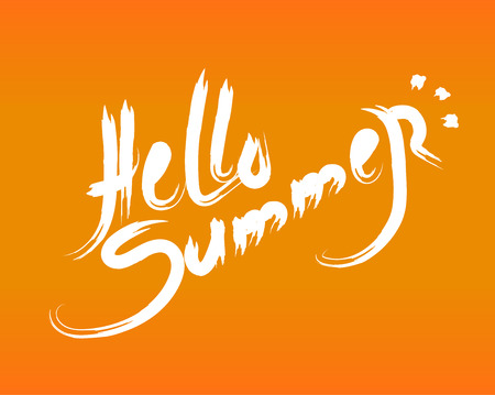 Brush lettering composition.Phrase Hello Summer. Vector illustrationのイラスト素材