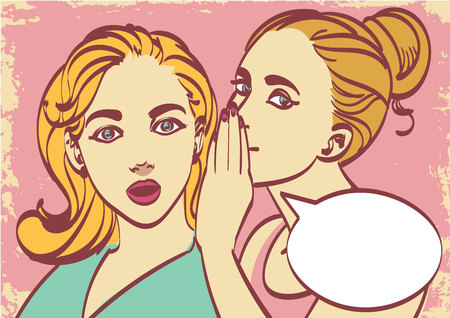 Two young beautiful women talking about somethingのイラスト素材