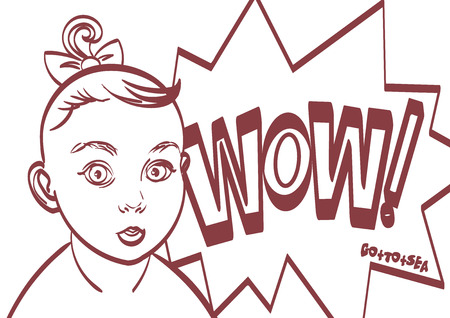 Wow Pop art poster with child.のイラスト素材