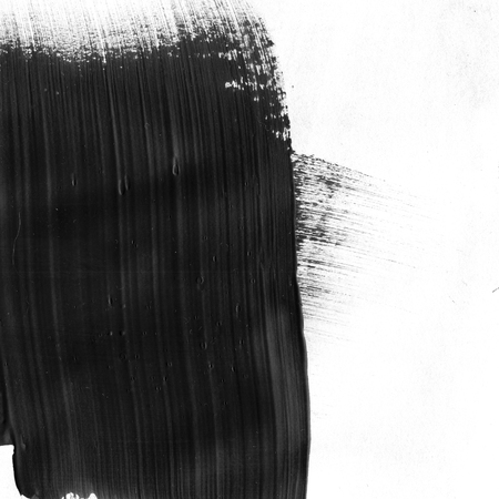 Very hight resolution. Geometric graffiti abstract background. Wallpaper with airbrush effect. Black acrylic paint stroke texture on white paper. Scattered mud art. Macro image. Hand made grunge.の写真素材