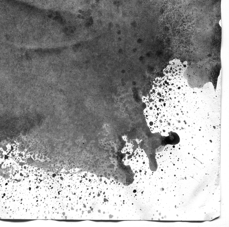 Very hight resolution. Geometric graffiti abstract background. Black acrylic paint stroke texture on white paper. Scattered mud art. Macro image. Hand made grungeの写真素材