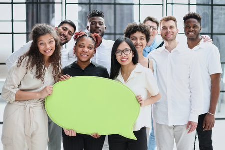 business people holding beautiful speech comments in the office