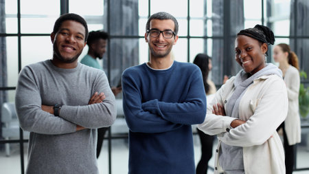 Happy diverse professional business team in casual wear.の写真素材