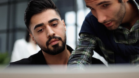 Businessman working on a laptop computer in the officeの写真素材
