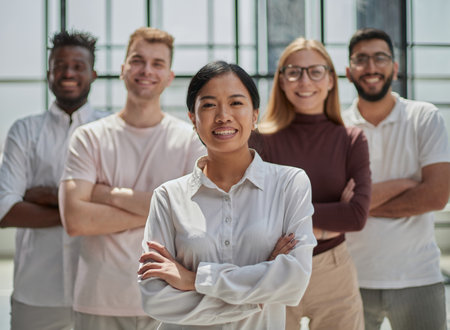 Business people looking at the camera during a business meeting in a modern office