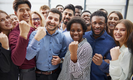 close up. portrait of a large group of diverse business people.の写真素材