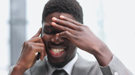 Portrait of a serious entrepreneur making a phone callの写真素材