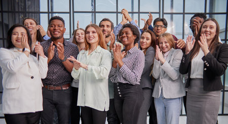 close up. youth forum participants applauding their leaders
