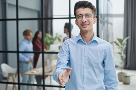 Welcome business. Handshake, business man with shake hands.の写真素材