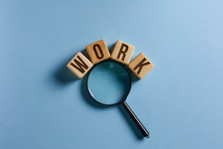 The word work written on wooden diceの写真素材