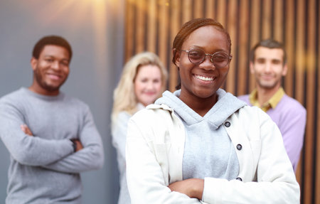 Young handsome editor is looking at the cameraの写真素材