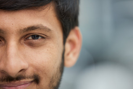 Close-up portrait of a masculine handsome man.の写真素材