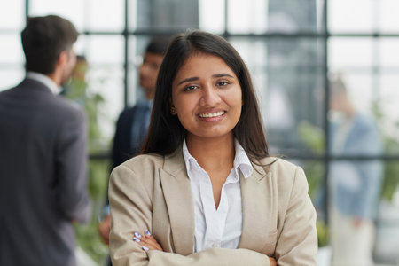diverse business teammates gather together to share information and plansの写真素材