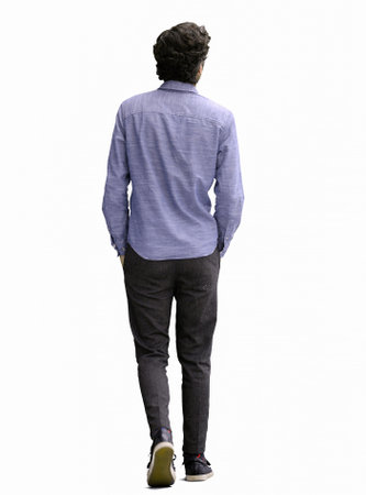 young man in full growth. isolated on white background. view from the backの写真素材
