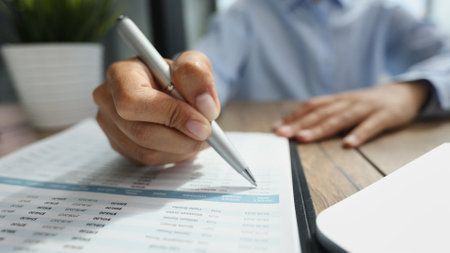 woman in the office looking through paper documents
