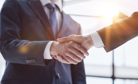 People Shaking Hands at Meeting Close Upの写真素材