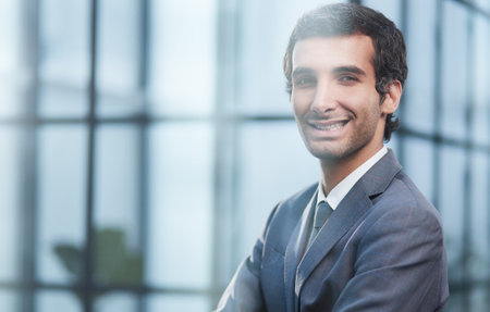 Portrait of a successful handsome man, businessman, judge, lawyer.の写真素材