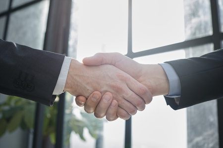 Business people shaking hands. Lawyers at meeting. Teamwork, partnership, success conceptの写真素材