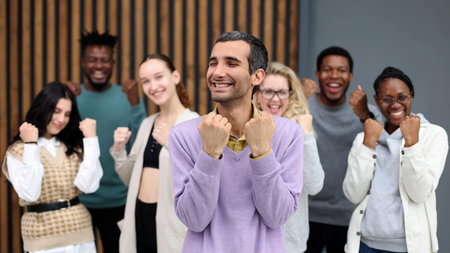 diverse young business people in the office have great success
