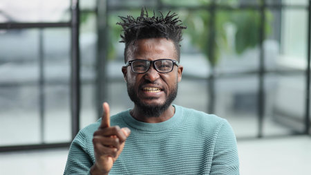 young african american man showing quiet business