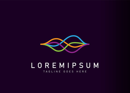 Accounting finance logo design. Vector illustration of Wave flow icon design. Modern logo design with line art style.のイラスト素材