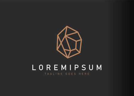 Gem logo design. Icon vector illustration of geometric gemstone. Modern logo design with line art style.のイラスト素材