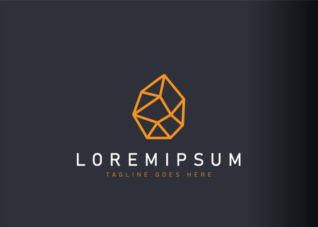 Minimalist crystal logo design. Icon vector illustration of geometric crystal. Modern logo design with line art style.のイラスト素材