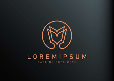 Abstract book logo design. Vector illustration of Modern abstract monogram of book icon design. Vintage logo design vector line icon templateのイラスト素材