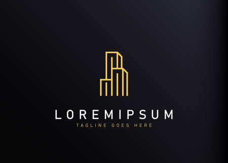 Skyscrapers building real estate logo design. Vector illustration of modern building line art icon design. Modern logo design line icon templateのイラスト素材