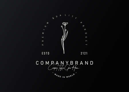 Logo Design of Hand Drawn Botanical Beauty Floral. Vintage Modern Vector Line Art Design Templateのイラスト素材