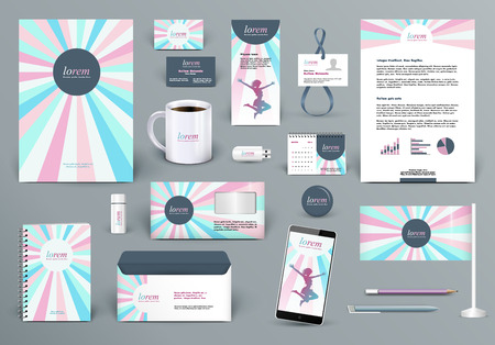 Professional branding design kit for beauty salon, woman fashion wear house or cosmetics shop, kid shop, medical center. Premium corporate identity template. Business stationery mock-upのイラスト素材