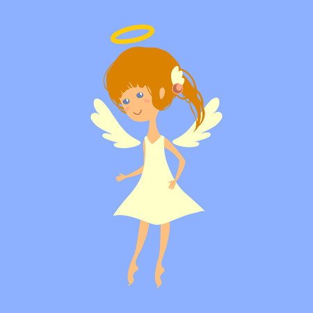 redhead little girl - angel with wings and halo hoversのイラスト素材