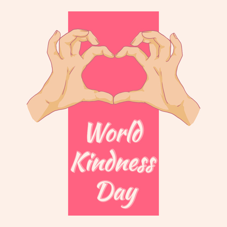 Vector poster World kindness day. Hands in the form of heart.のイラスト素材