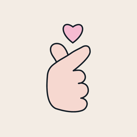 Fingers show the Korean symbol of love. Heart over hand.のイラスト素材