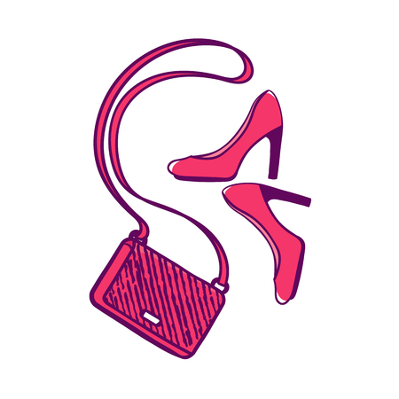 Clutch bag and high heel shoes.のイラスト素材