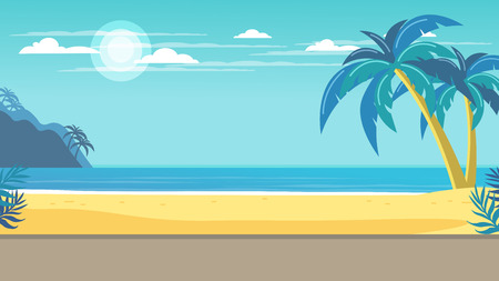 Tropical landscape. Palm trees and tropical plants. Seascape.のイラスト素材