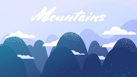 Mountain landscape. Clouds at the top of the mountain. Rocky terrainのイラスト素材