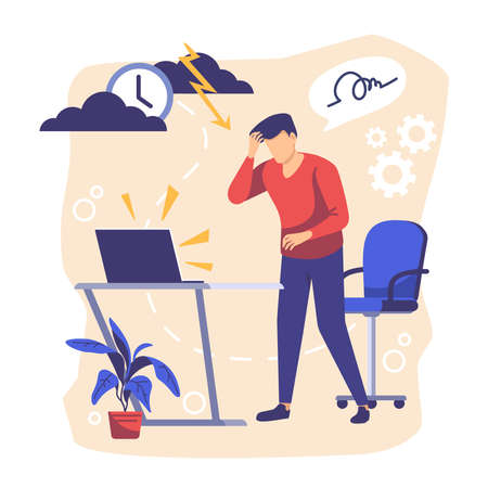 Stressful situation at workのイラスト素材